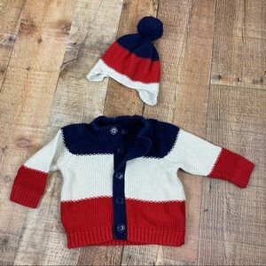 Baby GAP 6-12 months Holiday Winter Knit Cardigan & Hat Matching Set Retro